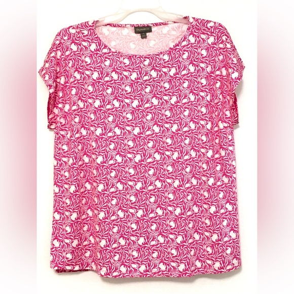Style & Co. Tops - Style & Co Womens Plus Size 1X Mini Milo Pink Mix Media Fabric Tee Shirt Top